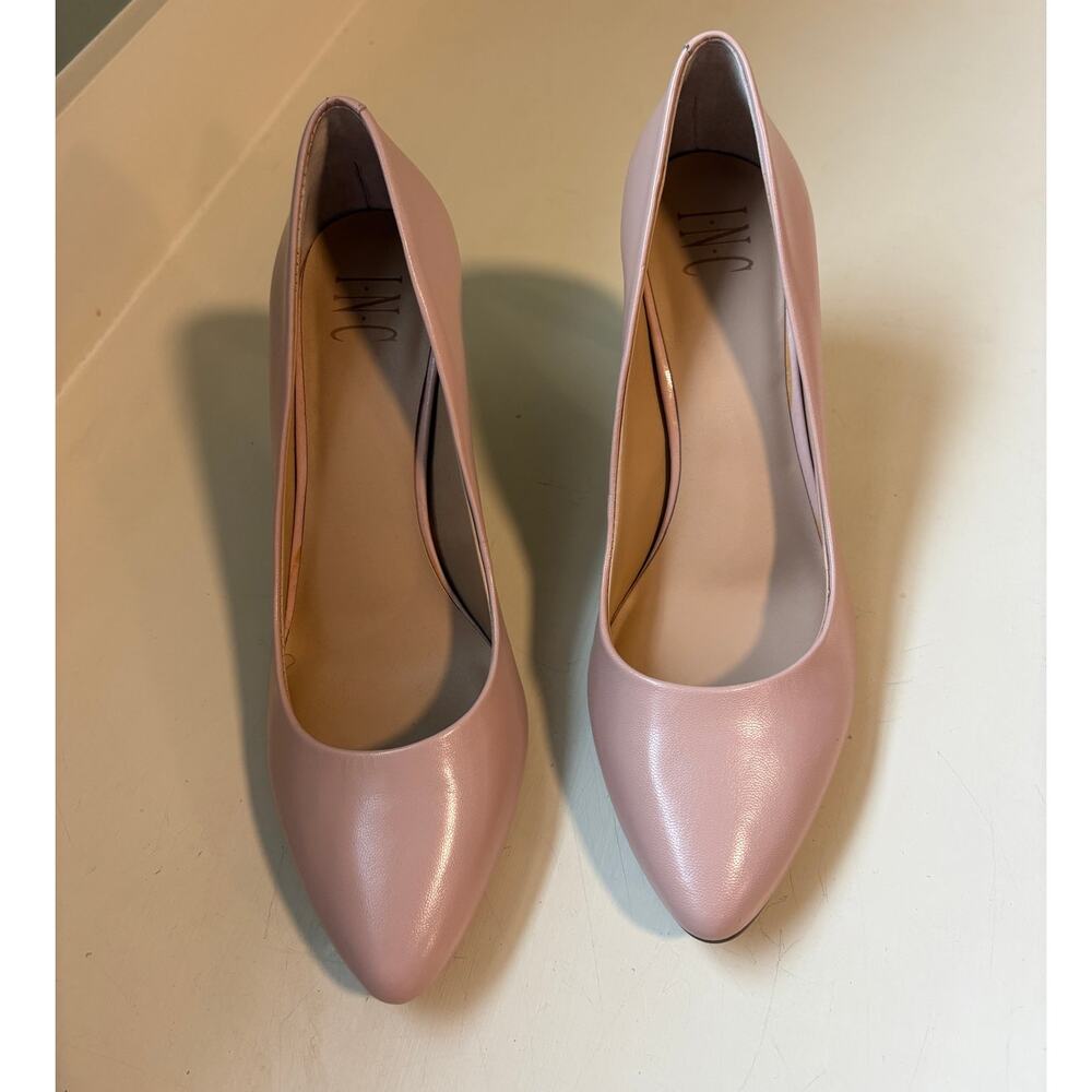 INC Nude Leather Pointed Toe Heels 9